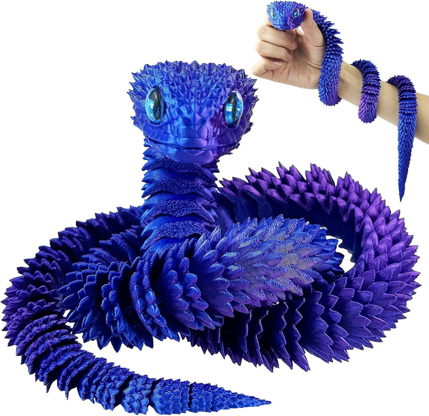 30 Inch 3D Printed Animals Snake, Surprise Mystery Fidget Anaconda Toy, Fake Python Statue with Realistic Eyes，3-D Print Articulated Viper Cobra Collectible for Home Office (LSZ)