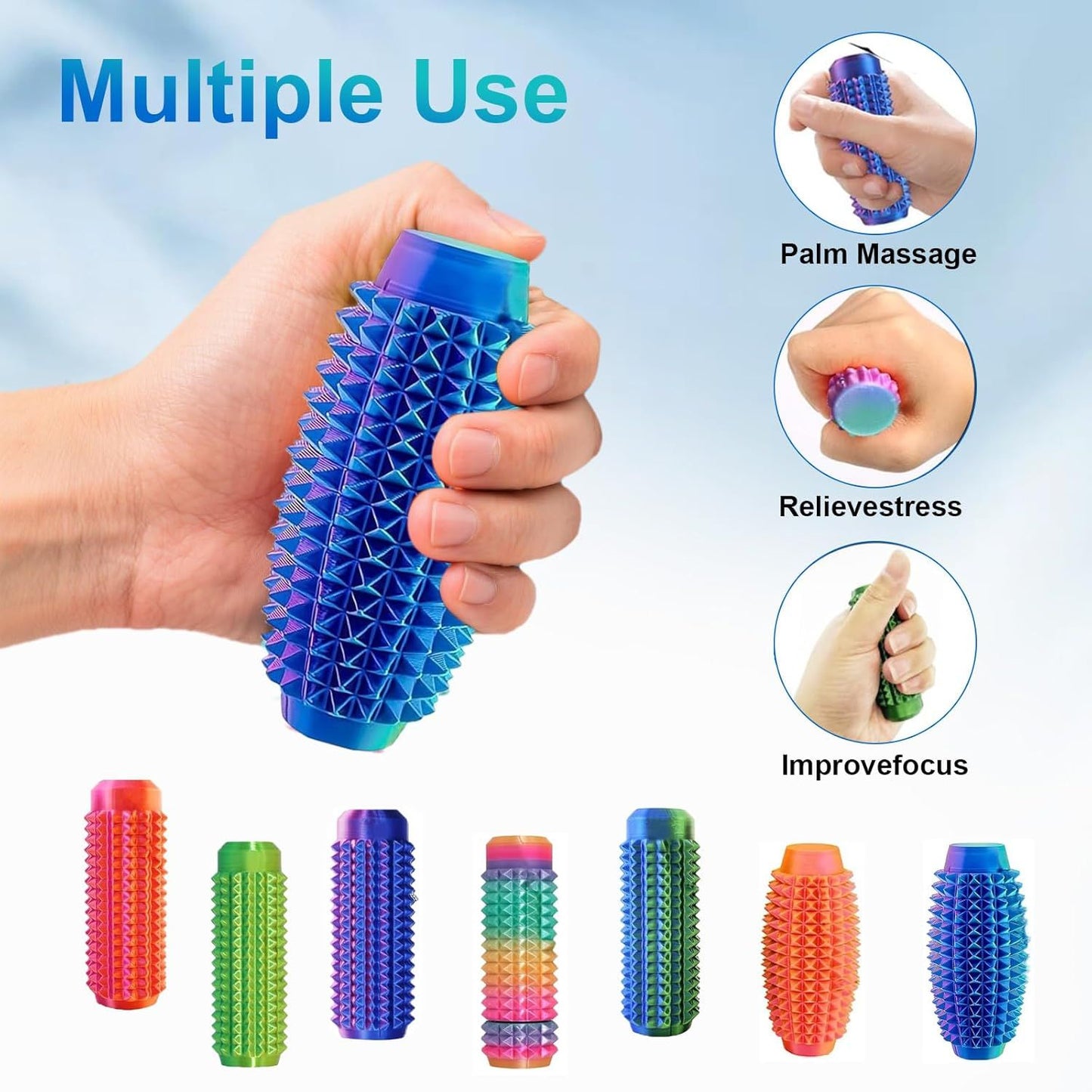 5PC Little Ouchies Fidget Toys Adults, Pain Stim Pocket Sensory Toys for Anxiety and Stress Reduction,Portable Travel Stress Relief Spiky Fidget Keychain (Style-1)
