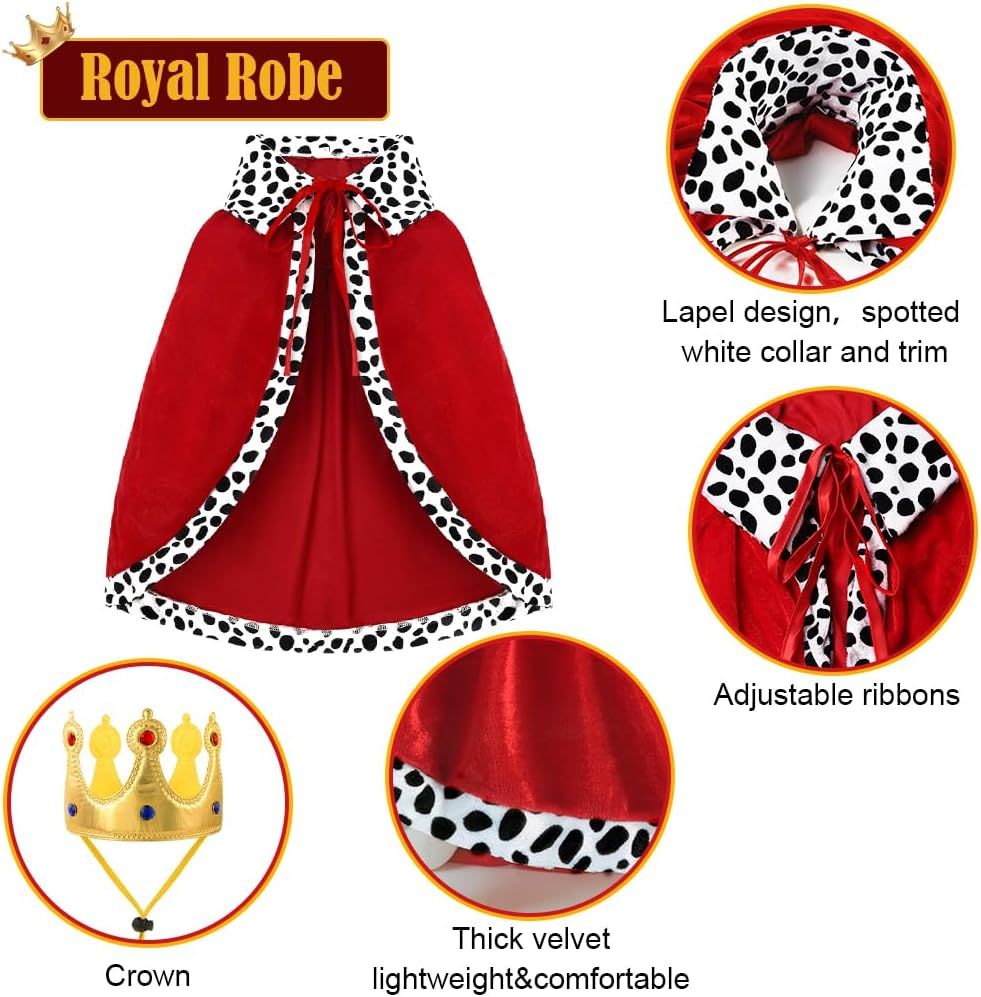 Halloween Dog King Cloak Costume,Cute Funny Halloween Dog King Cape with Crown Adjustable Pet King Cloak for Large Dogs Cats Cosplay Party Supplies Accessories (L)