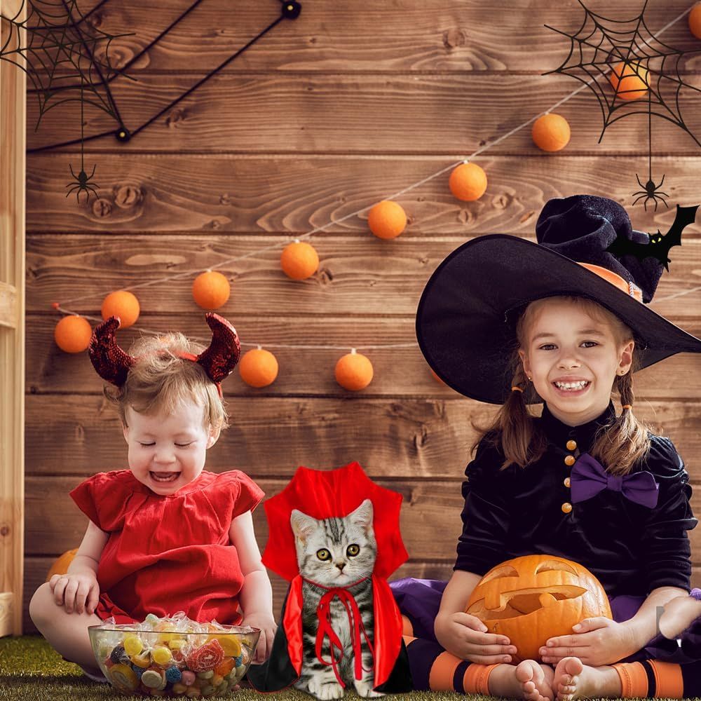 Halloween Pet Cape Costume - Vampire Cloak, Wizard Outfit, Witch Cosplay Apparel, Party Costumes for Small Medium Dogs and Cats - Pet Supplies Accessories