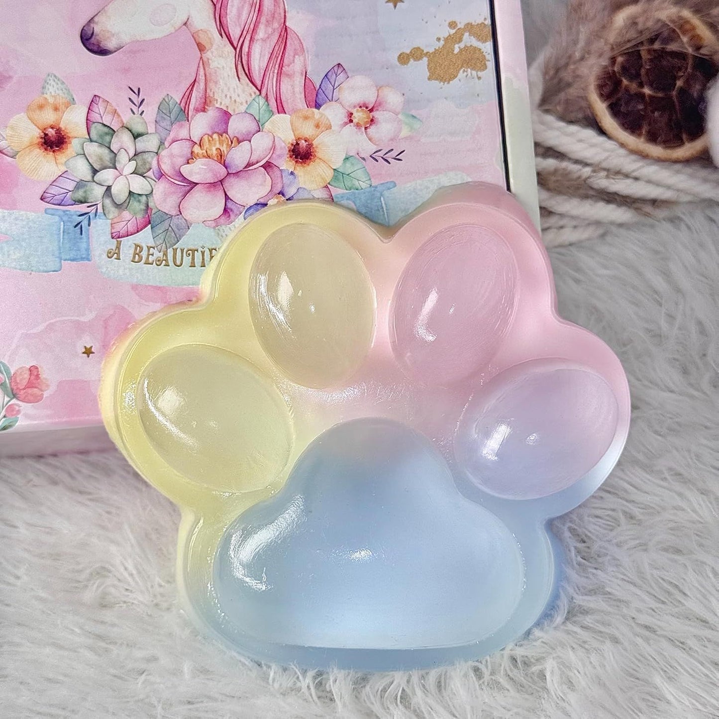 Big Taba Squishy Cat Paw, 5 in Large Paw Squeeze Toy for Stress Relief and Relax, Sticky Squishies Fidget Toys for Party Favors Novelty Things Birthday Gift (Tri-Color)