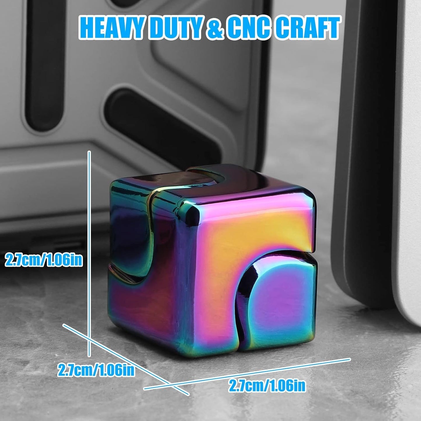 Infinity Gear Fidget Cube Spinner for Kid Adult, Transformable Spinning Top Metallic Fidget Toys for Anti-Anxiety Stress Relief Autism Finger Hand Spinner, 2-in-1 Cube Toy for Desk Office Classroom