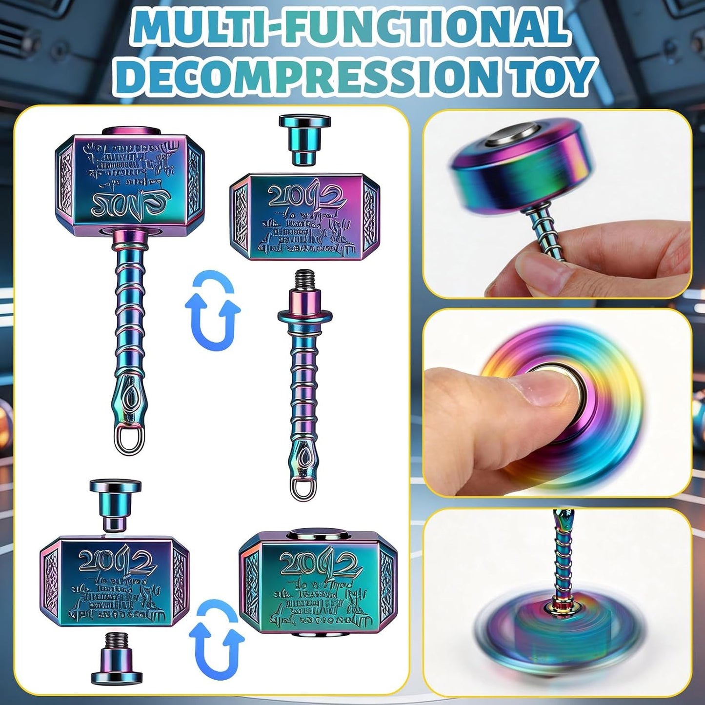 5 PCS Fidget Toy Set Adults & Teen, Sensory Handheld Gadgets Spinners, Cool Desk Toys for Office, Home, Travel, Perfect Classroom Prizes, Goodie Bag Fillers, Party Supplies