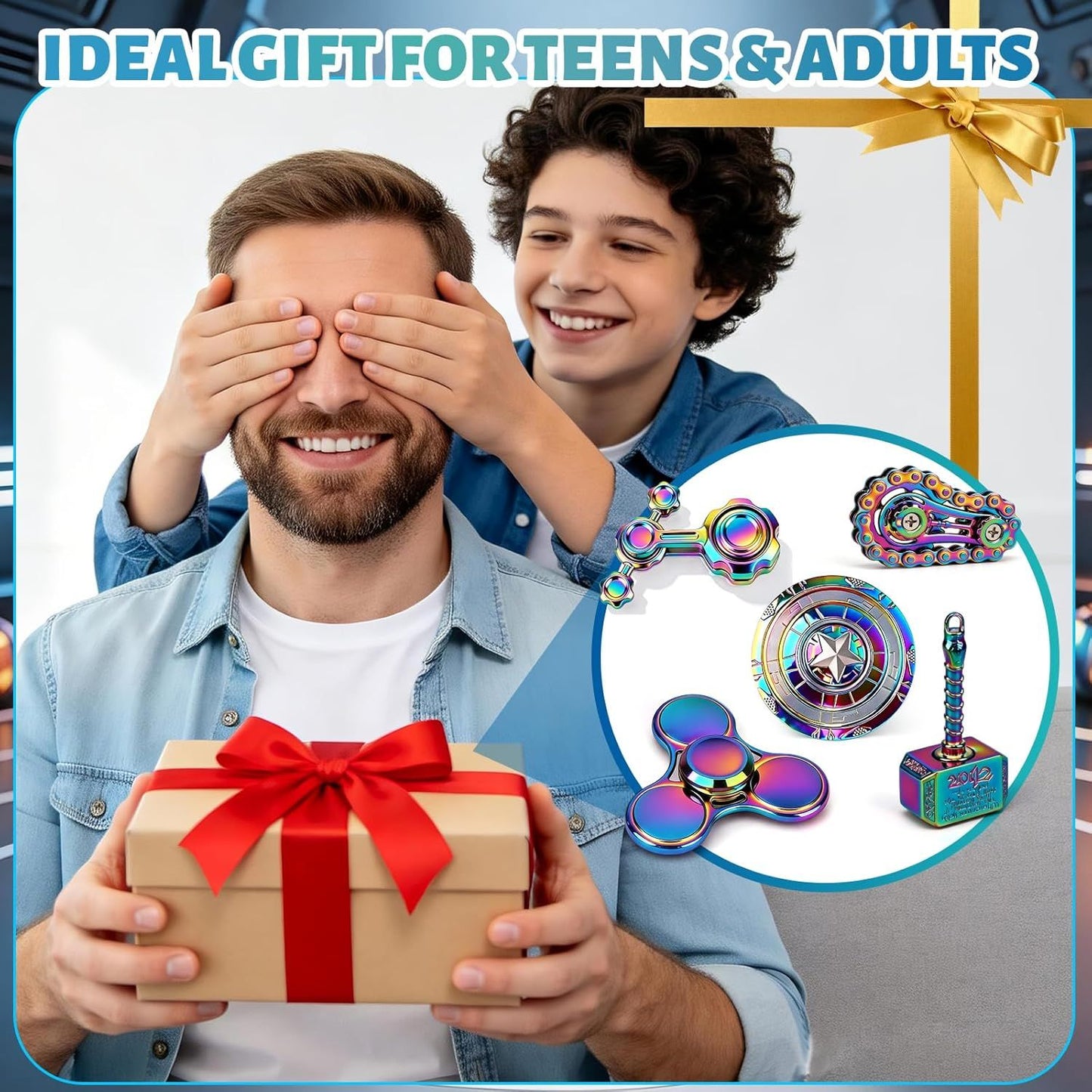 5 PCS Fidget Toy Set Adults & Teen, Sensory Handheld Gadgets Spinners, Cool Desk Toys for Office, Home, Travel, Perfect Classroom Prizes, Goodie Bag Fillers, Party Supplies