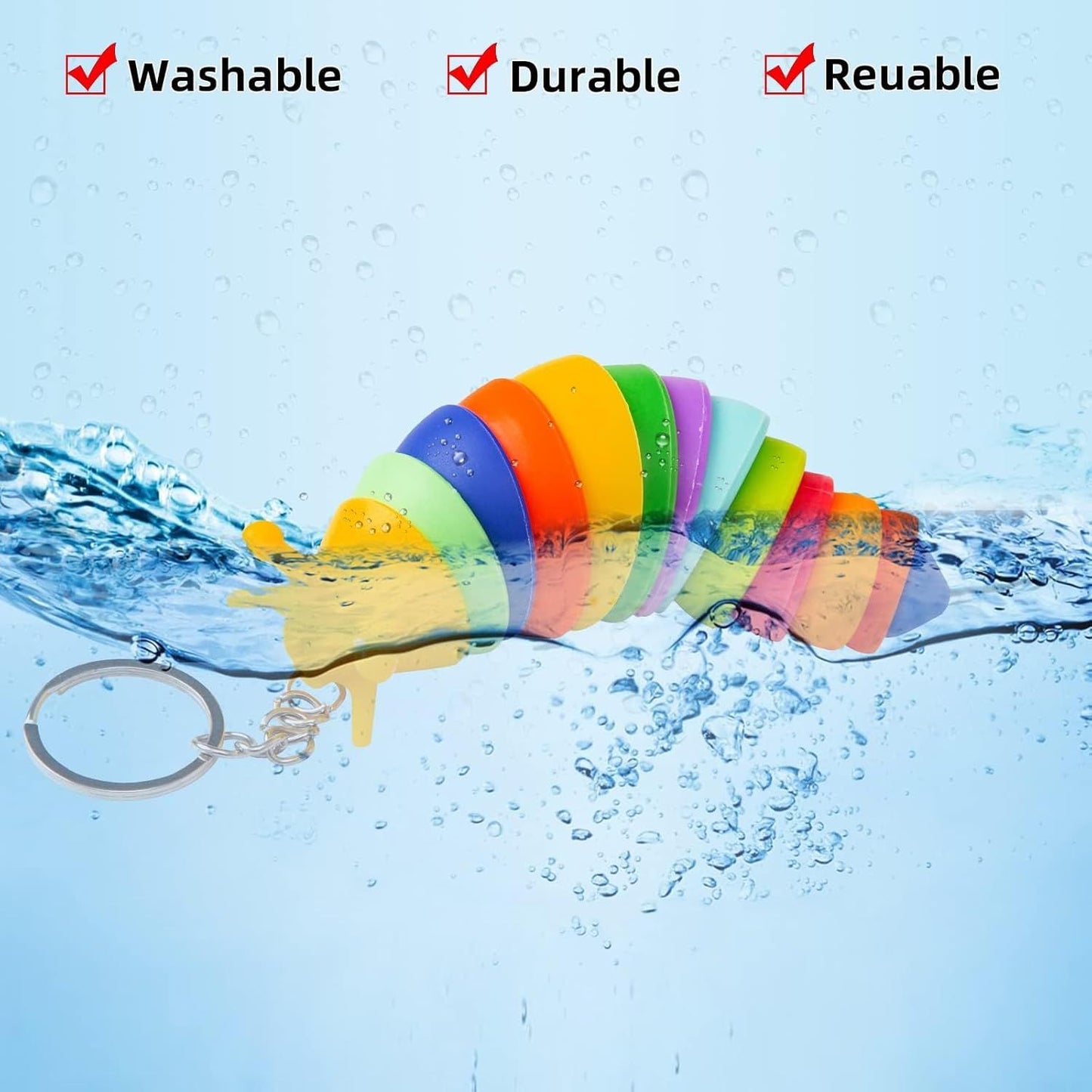 4 PCS Mini Fidget Slug Key-Chain Toys,3D Articulated Stretch Caterpillar Sensory Flexible Hand Toy, Ideal Party Favor Colorful Office Desk Pet Toys(Random Color)