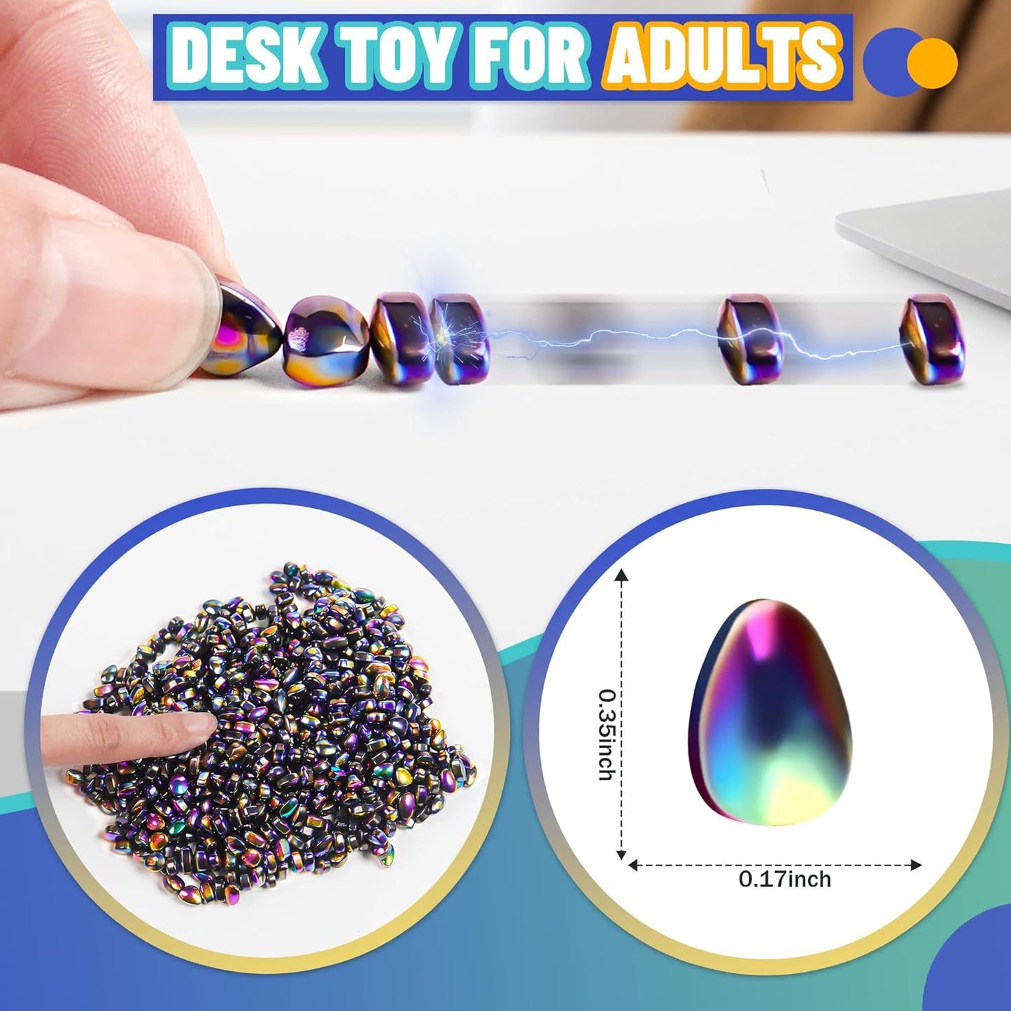 Fidget Toys for Teen Boys Adult, 500pc Metal Cool Gadgets Gift Quiet Office Desk Sensory Stress Fidgets Beads Stones Toy Anxiety Relief Items for Teen Girls ADHD Autism Autistic Ferrite Putty