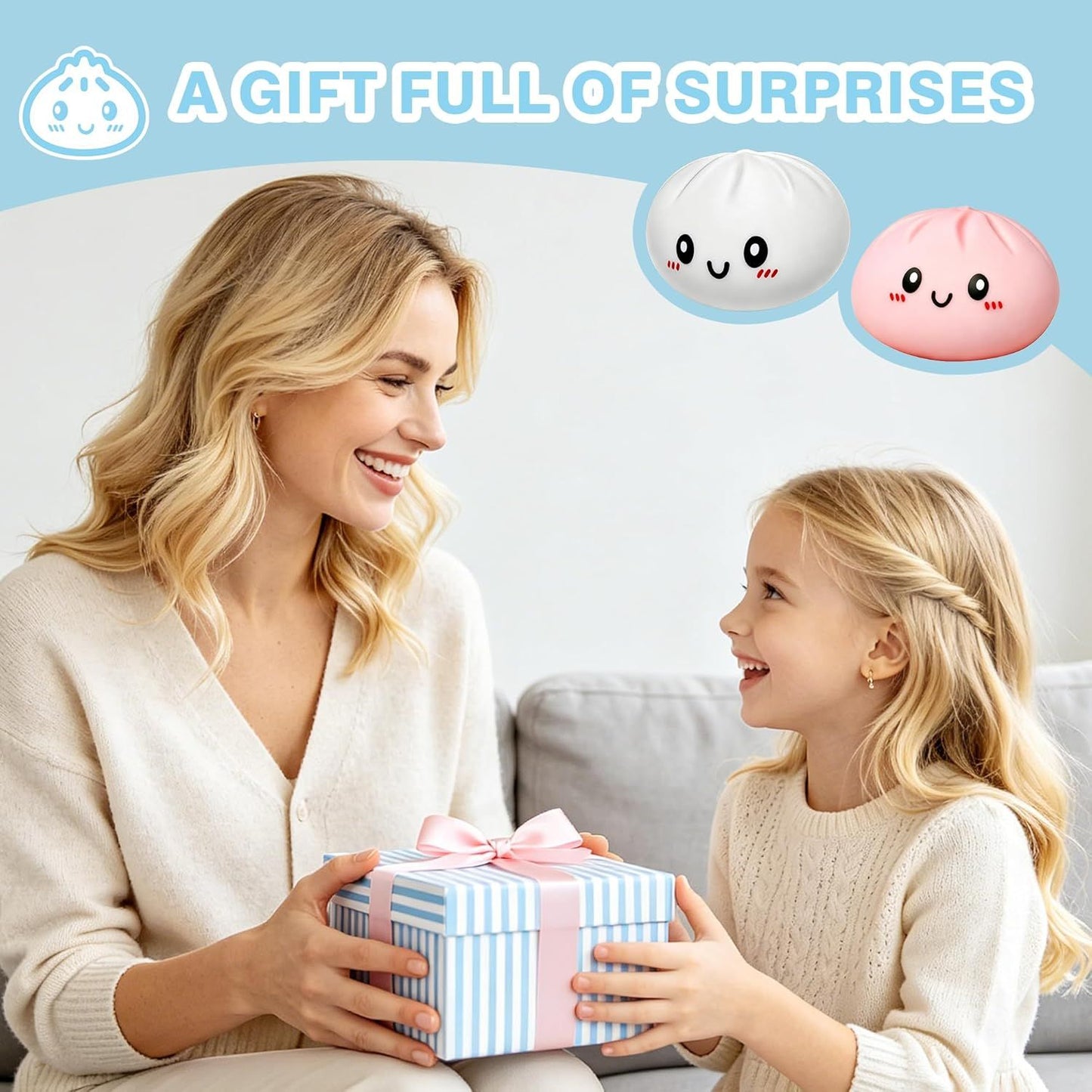 Dumpling Squishies, 2026 Newly Upgraded Dumpling Stress Ball, Squishy Dumpling Toy Mystery Box, Sensory Fidget Toys for Anxiety Relief, Perfect for Party Favors, Birthday Gifts & Desk Toys (White)