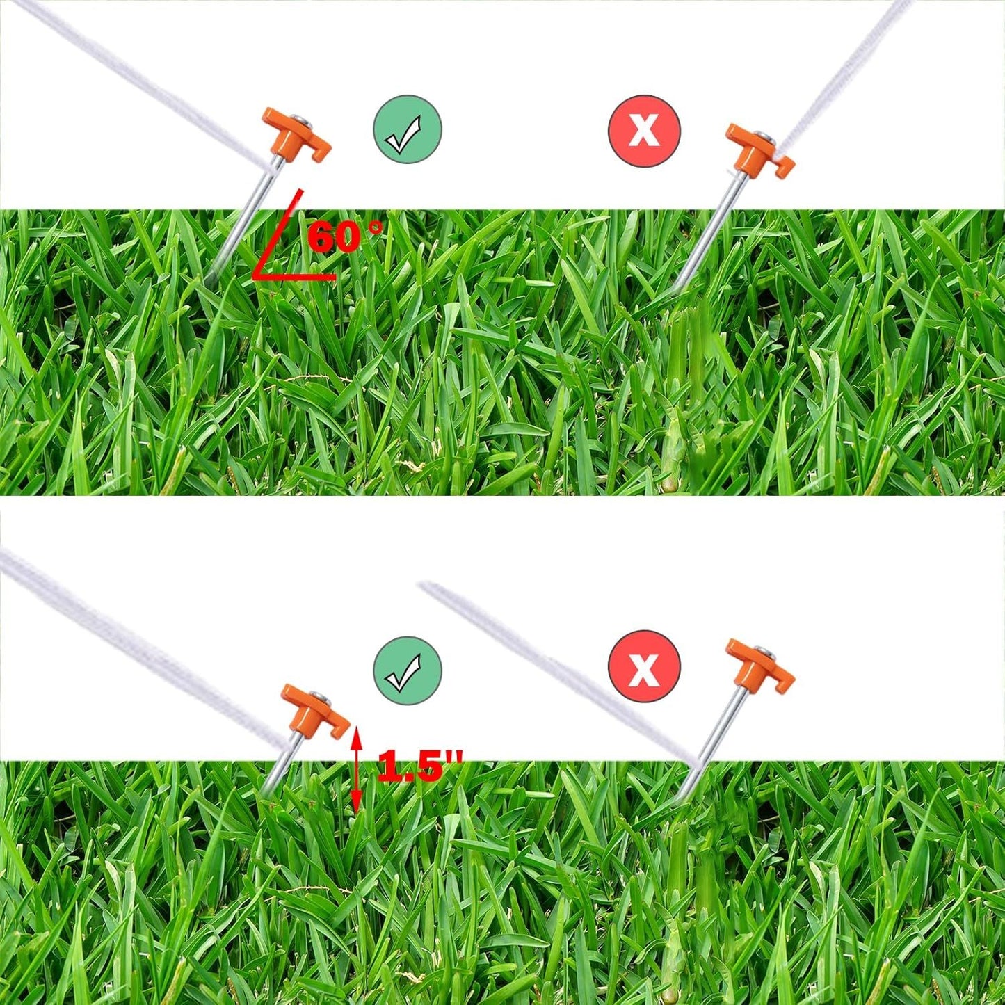 20 Pack Tent Stakes Heavy Duty, 9.75 Inch Yard Stakes Non-Rust Metal Tent Pegs Ground Stakes Tent Spikes for Camping Patio, Garden, Canopies, Grassland, Outdoor, Orange