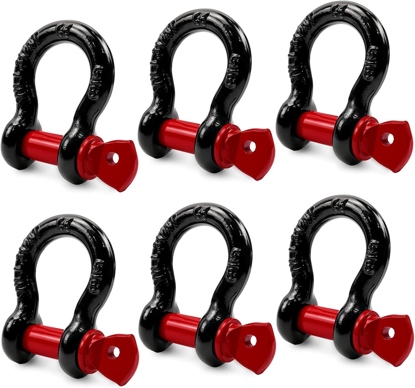 6 Pack 5/8" D Ring Shackles for Rigging, 3.25 Ton /7165 Lbs Capacity Shackles with 3/4" Pin for Tow Strap Winch Off Road Vehicle Recovery, Heavy Duty