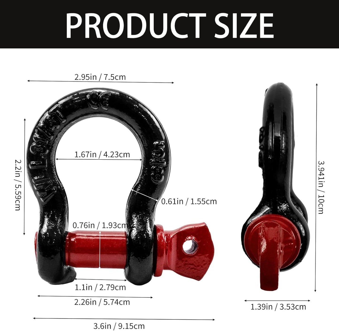 6 Pack 5/8" D Ring Shackles for Rigging, 3.25 Ton /7165 Lbs Capacity Shackles with 3/4" Pin for Tow Strap Winch Off Road Vehicle Recovery, Heavy Duty