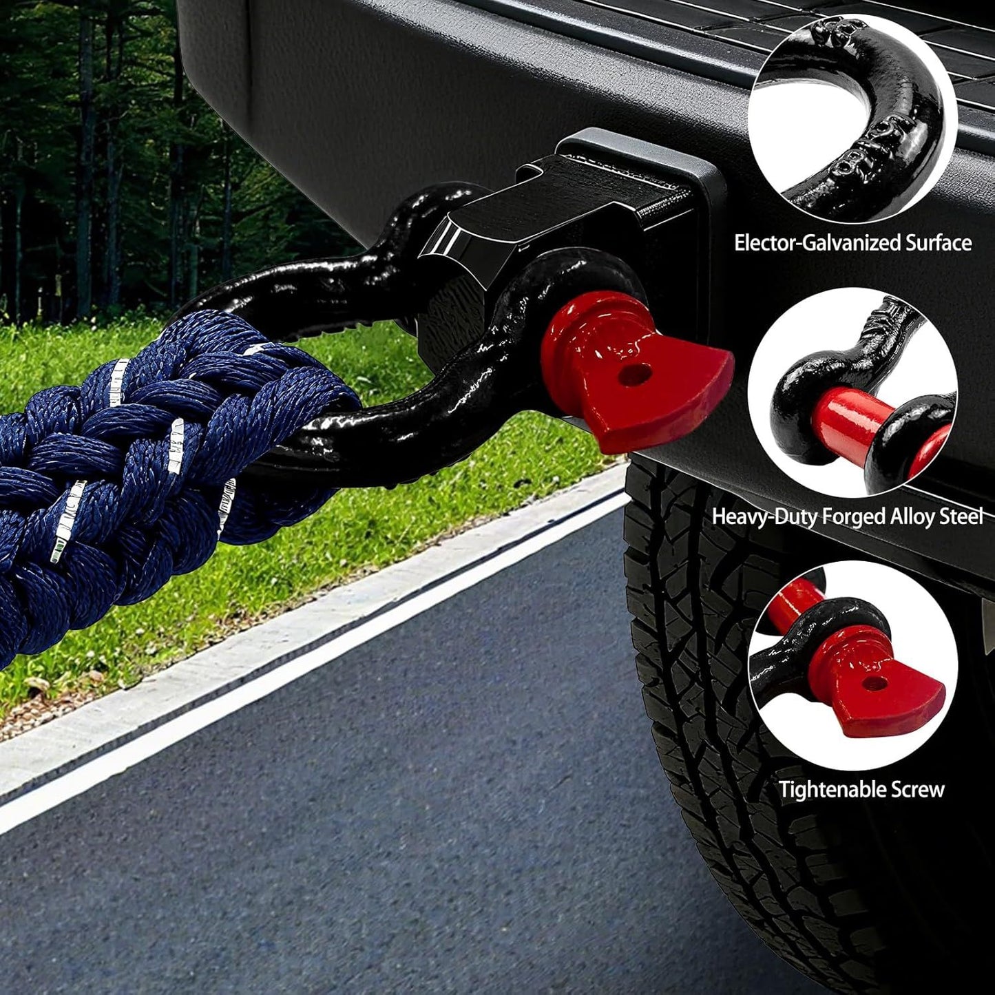 6 Pack 5/8" D Ring Shackles for Rigging, 3.25 Ton /7165 Lbs Capacity Shackles with 3/4" Pin for Tow Strap Winch Off Road Vehicle Recovery, Heavy Duty