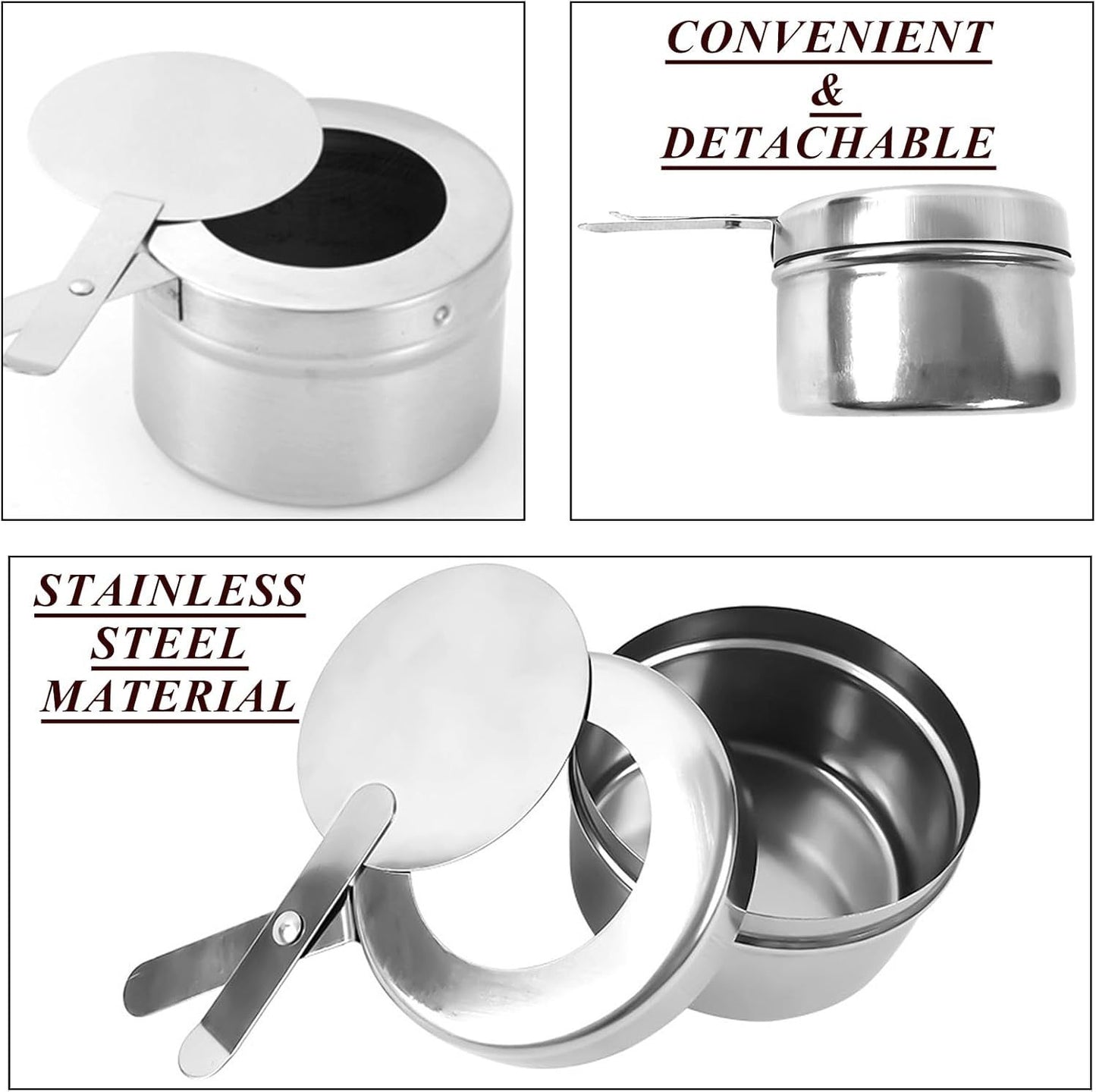 8 Pack Chafing Fuel Holder, Stainless Steel Chafe Wick Fuel Holder with Safety Cover Canned Heat Box Holder for Chafing Dish, Buffet, Barbecue, Parties