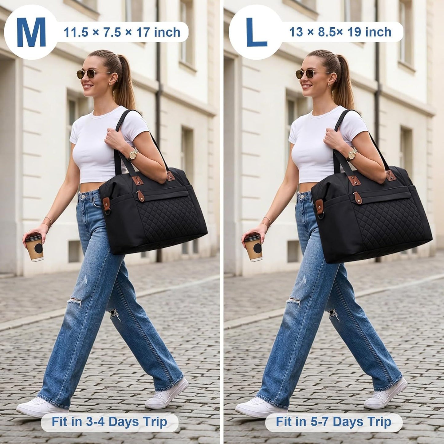 Travel Duffle Bag, Waterproof Weekender Overnight Hospital Bags for Women Men with Toiletry Bag Lightweight Carry on Personal Item Duffle Gym Bag for Travel, Airplanes, Sports