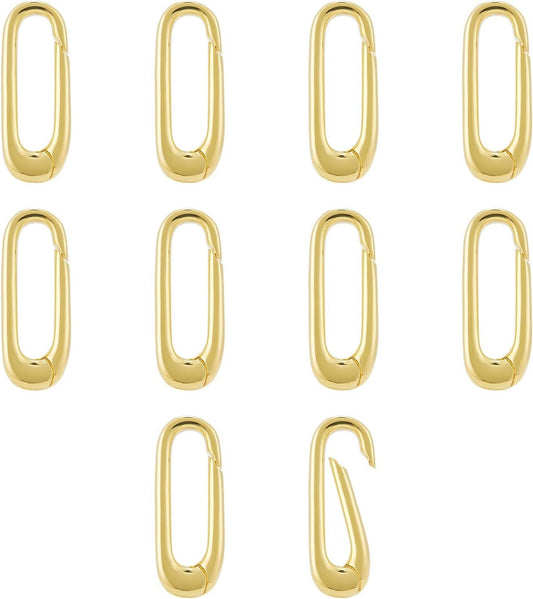10pcs Oval Clasp Carabiner,Jewelry Necklace Connector for Extend or Repair,Gold-17.9mm