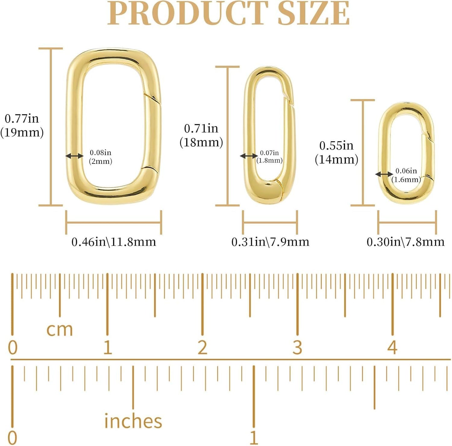 10pcs Oval Clasp Carabiner,Jewelry Necklace Connector for Extend or Repair,Gold-17.9mm