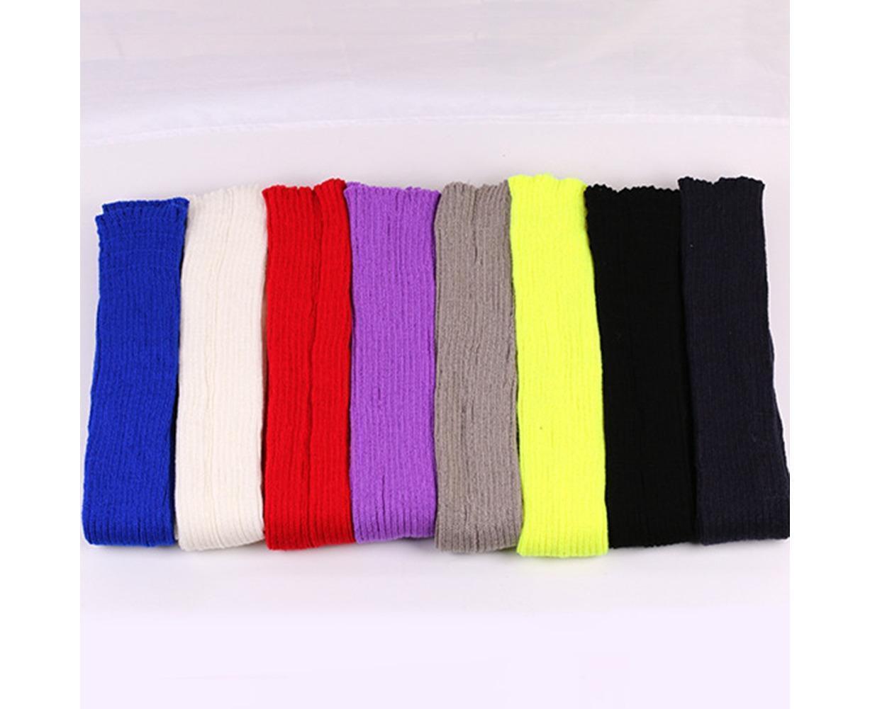 Women Elastic Solid Color Warm Thigh High Long Socks - Navy Blue