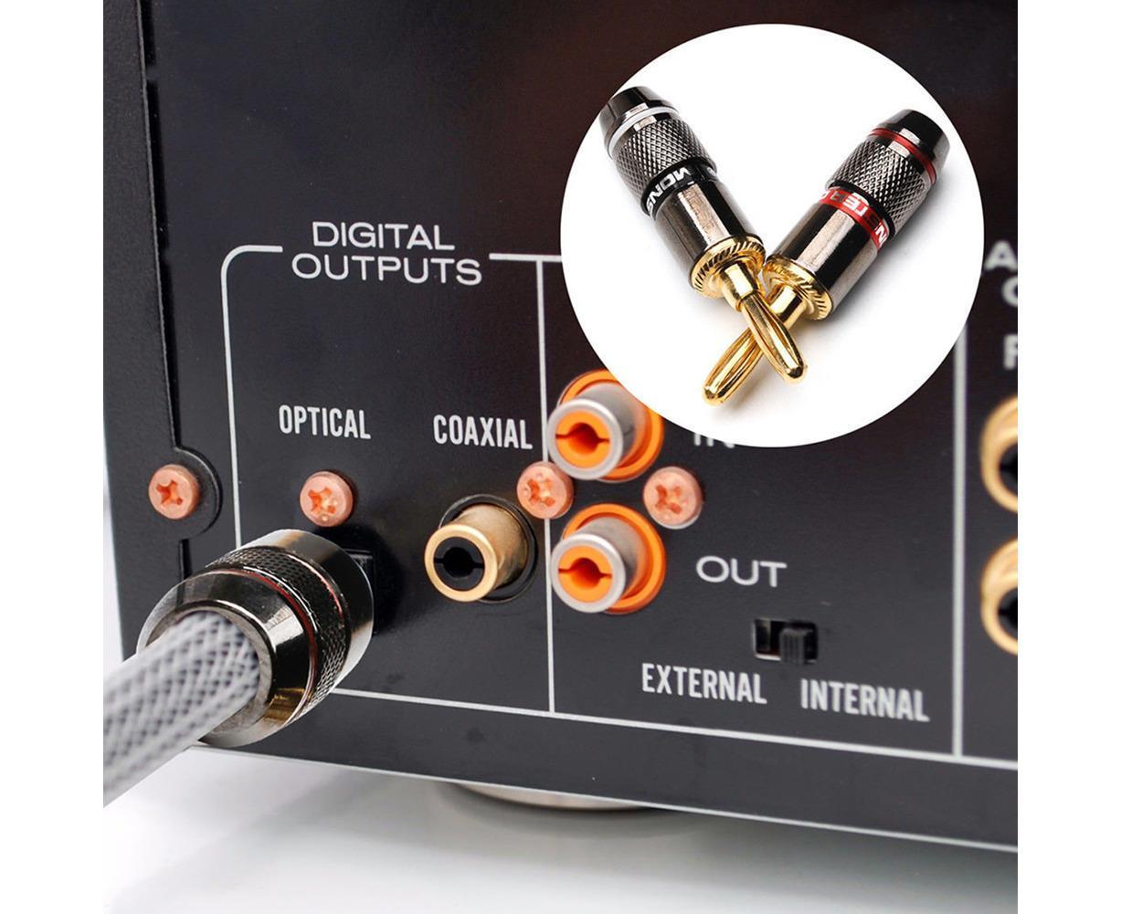 12Pcs 24K Gold Plated Zinc Alloy Banana Plugs Speaker Audio Video Connectors