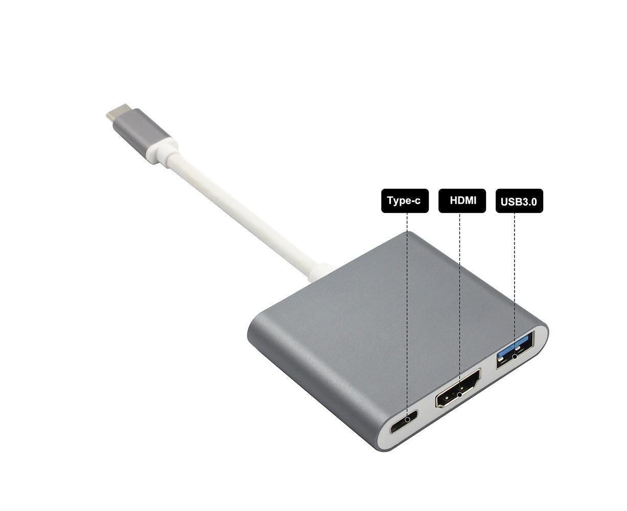 3 in 1 USB 3.1 Type-C to 4K UHD HDMI-compatible USB-C Hub Adapter Converter for Macbook As Shown