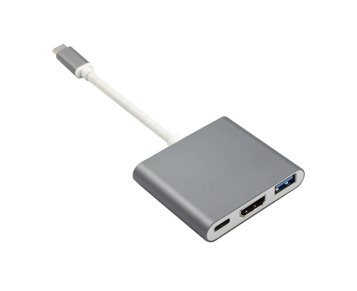 3 in 1 USB 3.1 Type-C to 4K UHD HDMI-compatible USB-C Hub Adapter Converter for Macbook As Shown