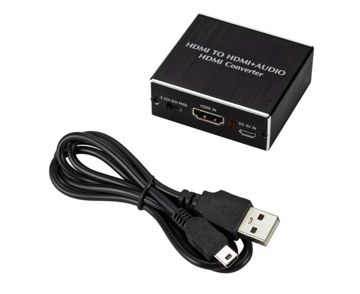 4K HDMI-compatible to HDMI-compatible Optical SPDIF 3.5mm Audio Extractor Converter Splitter Adapter Black