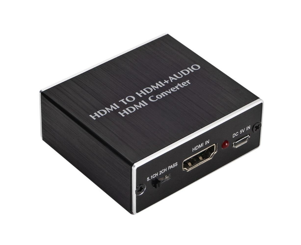 4K HDMI-compatible to HDMI-compatible Optical SPDIF 3.5mm Audio Extractor Converter Splitter Adapter Black