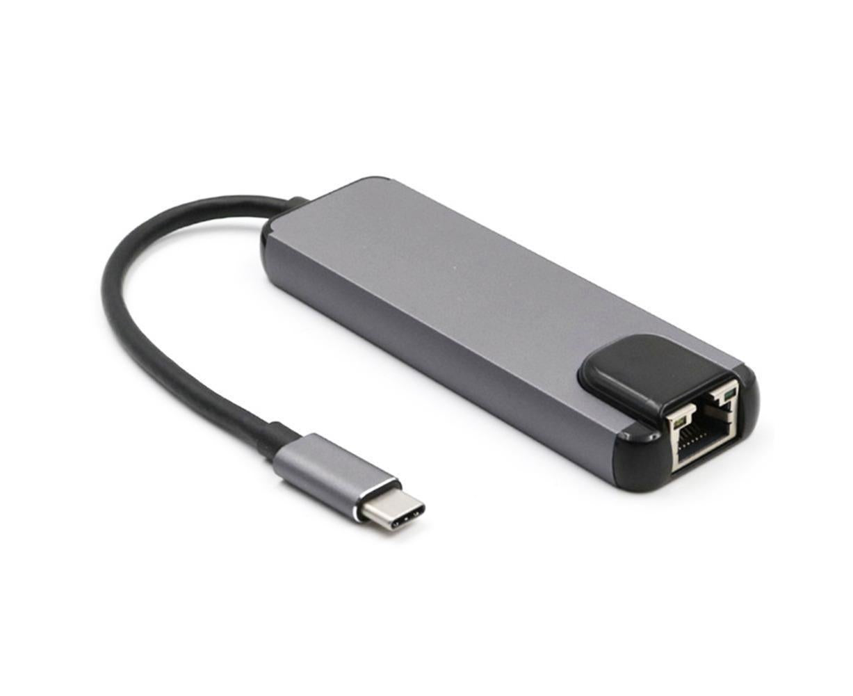 5 in 1 Type C to 4K HDMI-compatible USB 3.0 Charging Hub Adapter Converter for MacBook Pro Silver Grey