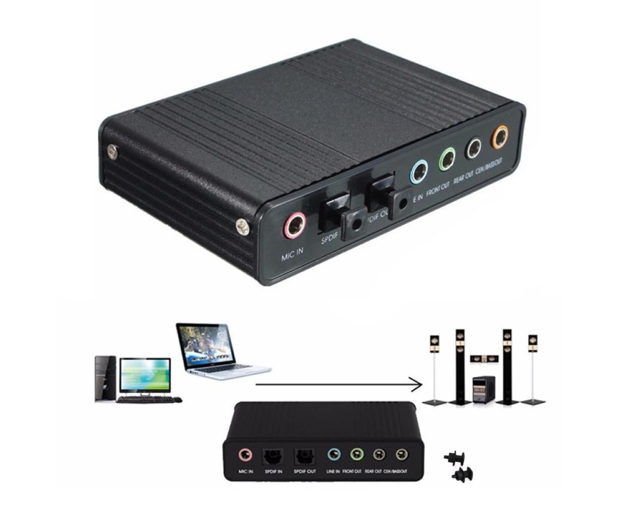 6 Channel USB 2.0 External 5.1 Optical S/PDIF Audio Sound Card Adapter for Win7 Black