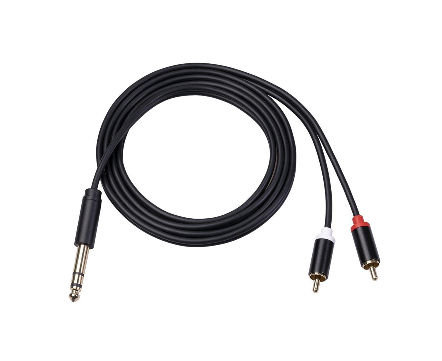 6.35mm Male to 2 RCA Male Audio Cable Copper Conductor Stereo Wire Cord for Sound Mixing Console Black