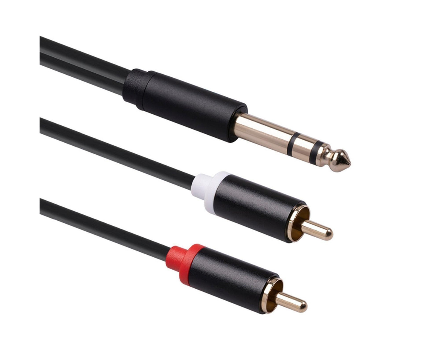 6.35mm Male to 2 RCA Male Audio Cable Copper Conductor Stereo Wire Cord for Sound Mixing Console Black