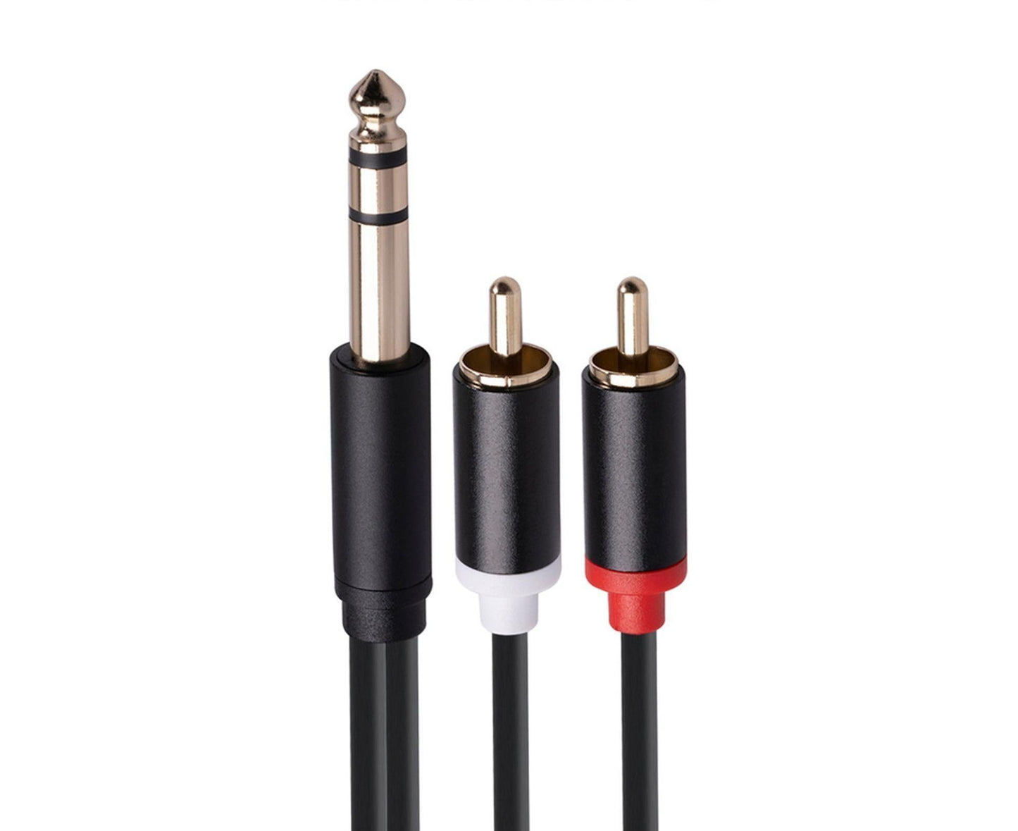 6.35mm Male to 2 RCA Male Audio Cable Copper Conductor Stereo Wire Cord for Sound Mixing Console Black