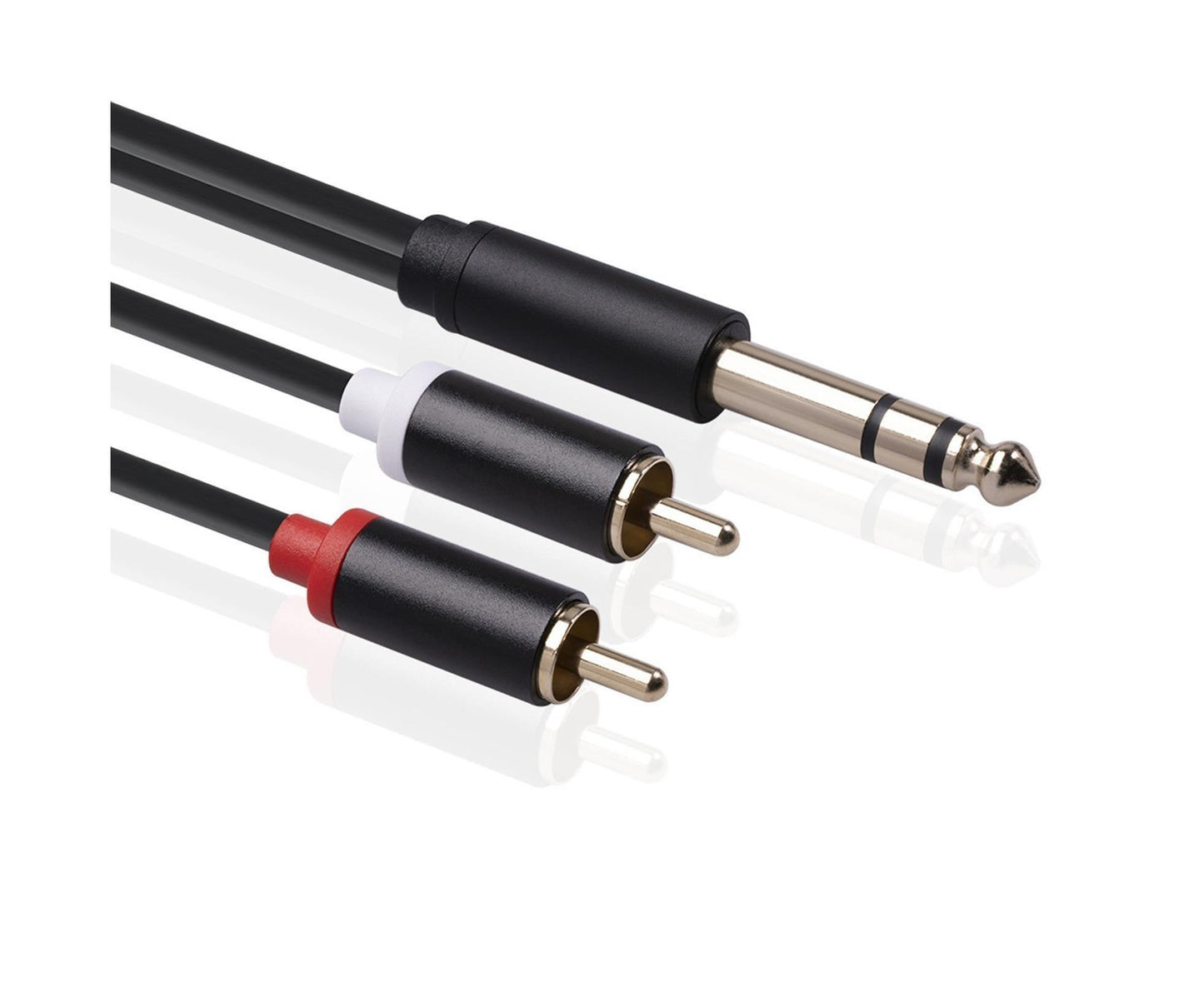 6.35mm Male to 2 RCA Male Audio Cable Copper Conductor Stereo Wire Cord for Sound Mixing Console Black