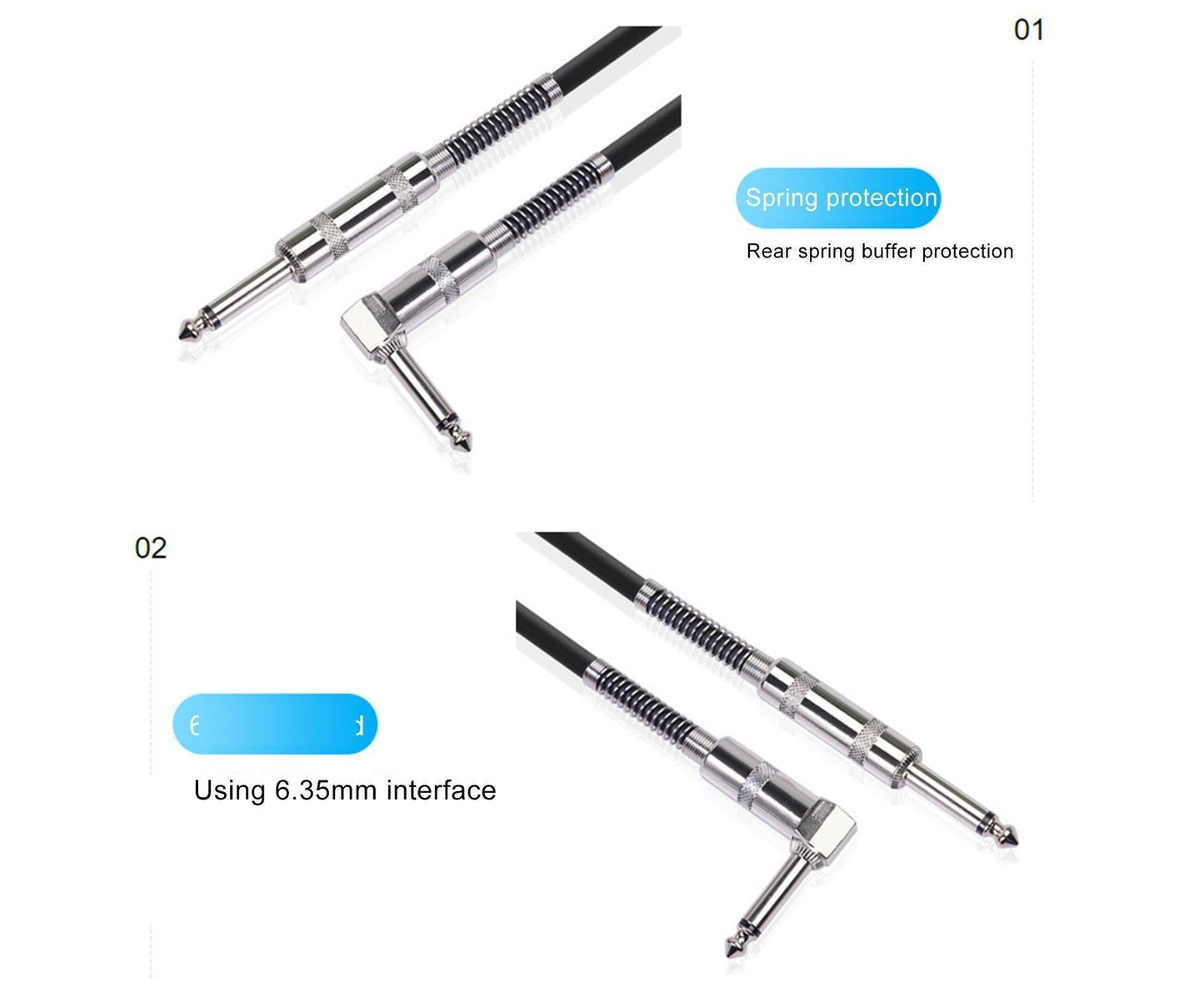 90 Degree Electric Guitar Audio Cable Musical Instruments Connecting Cord Line