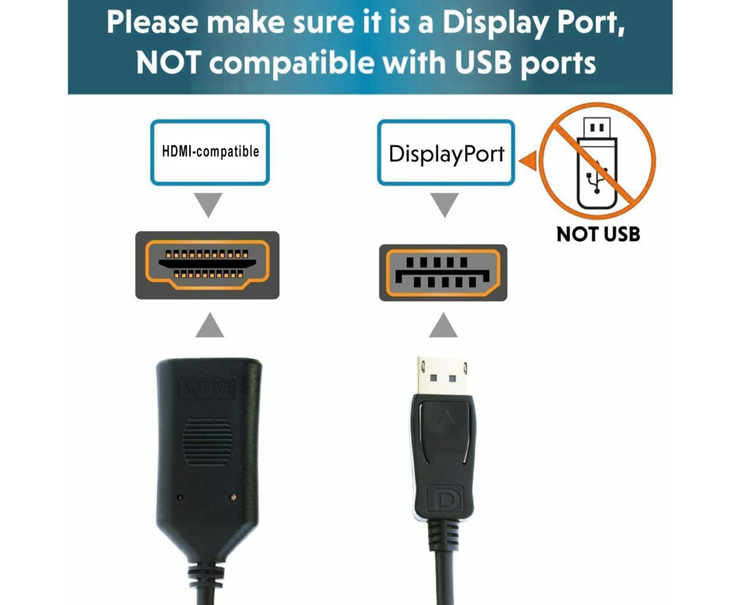 Active Display Port DP to HDMI-compatible Adapter Cable 4K 60HZ Male to Female Connector Black