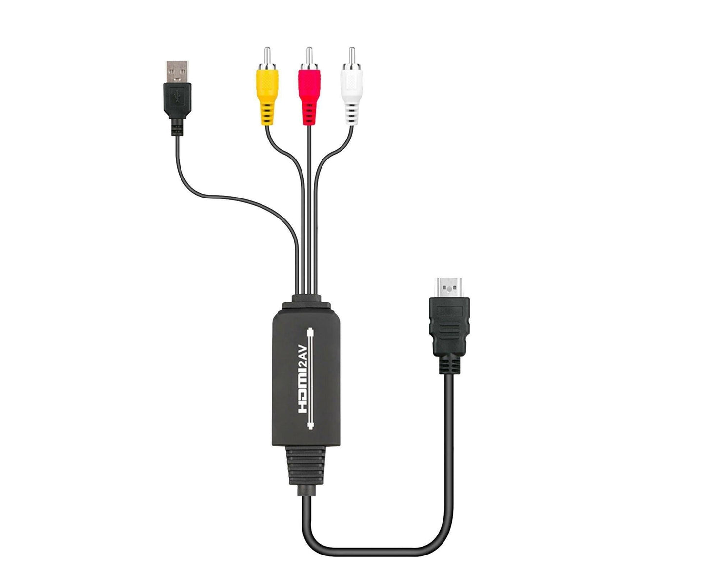 AV Adapter Plug and Play High Speed ABS HDMI-compatible to 3 RCA Converter for Computer Black