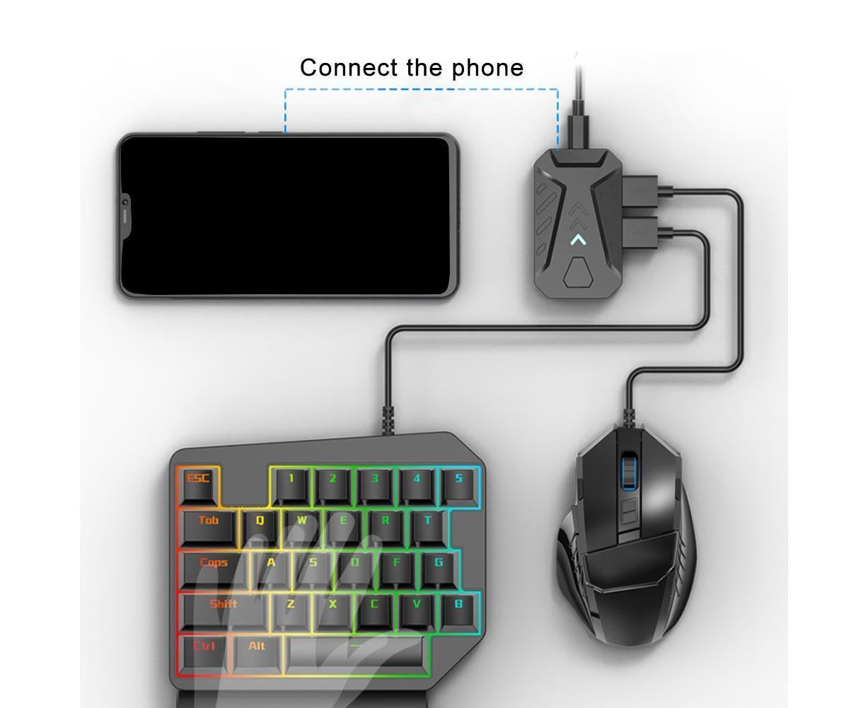 Bluetooth Gaming Keyboard Mouse Converter Adapter for iOS Android Phone Tablet Black