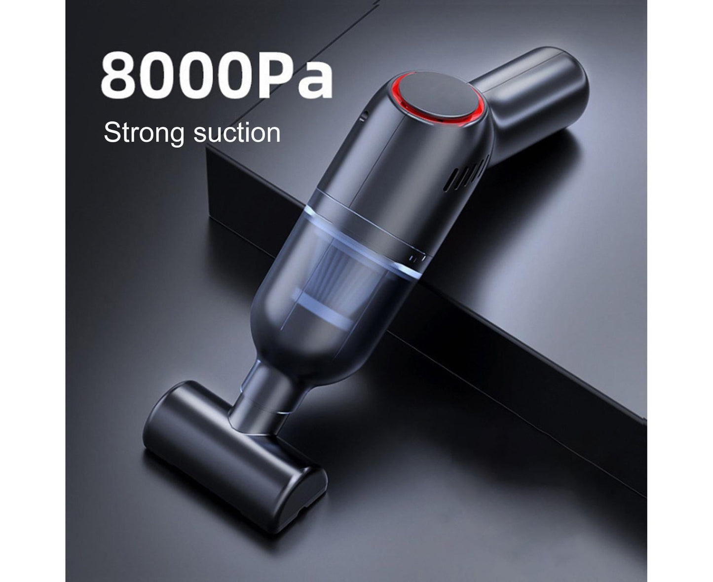Car Vacuum Cleaner Wireless Strong Suction ABS Low Noise One Hand Operation Dust Remover for Auto Black