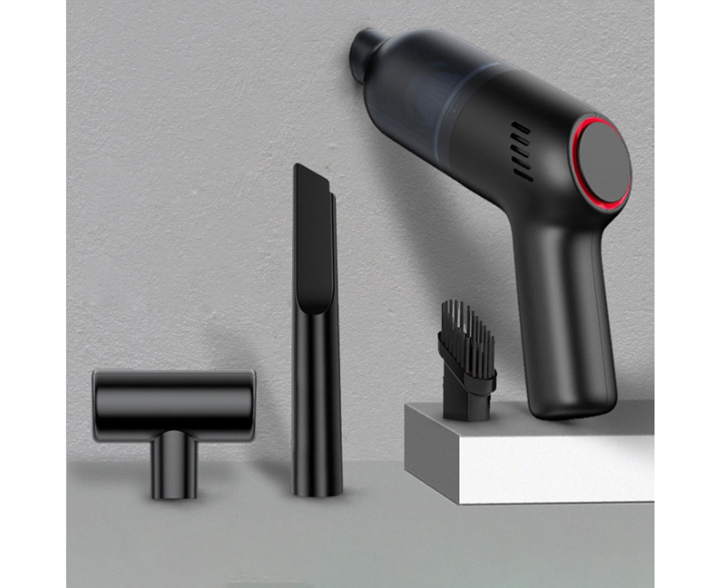 Car Vacuum Cleaner Wireless Strong Suction ABS Low Noise One Hand Operation Dust Remover for Auto Black