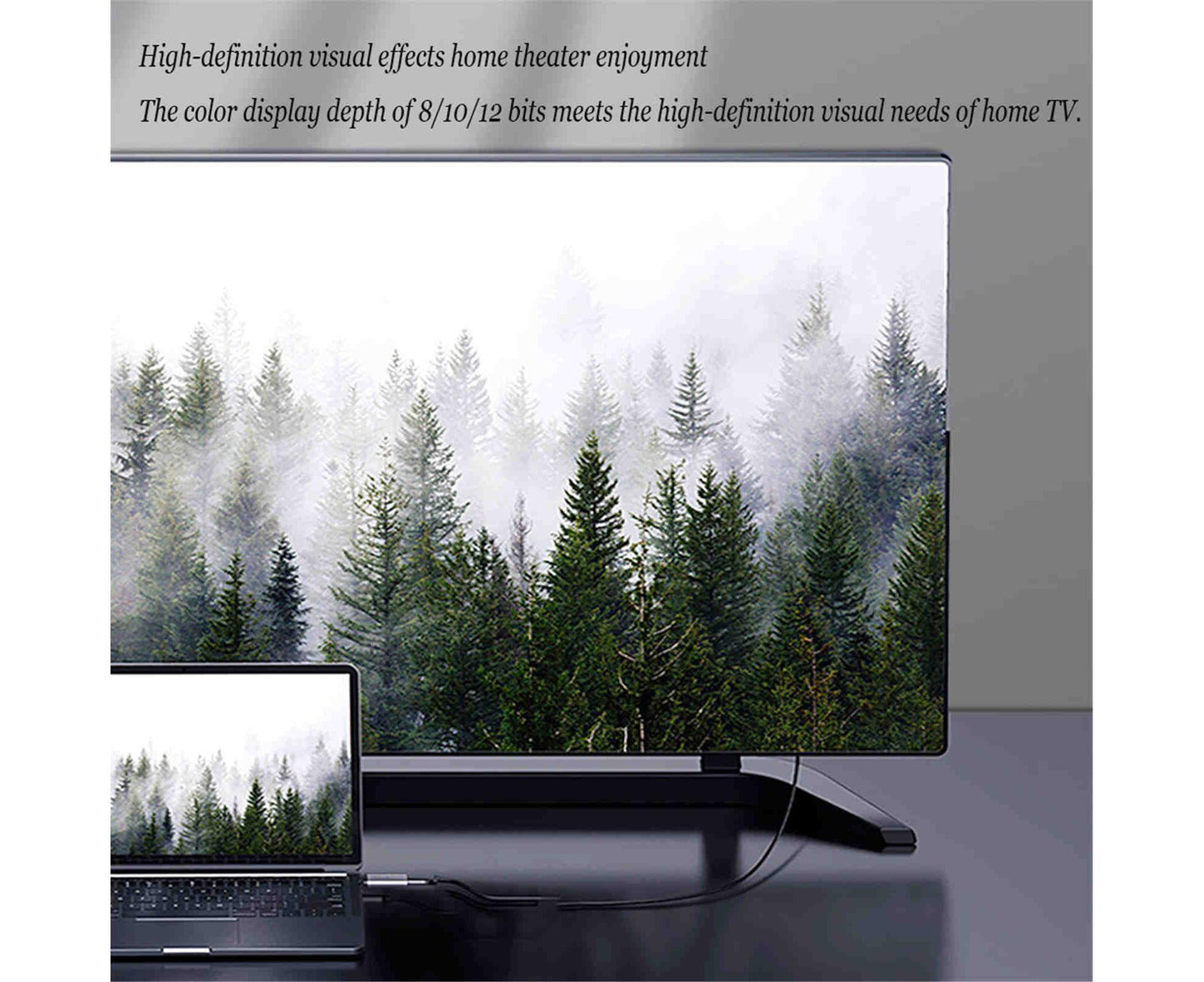 Compatible USB Type C to HDMI-compatible Cable 4K 60HZ Converter Adapter for Thunderbolt 3 Grey
