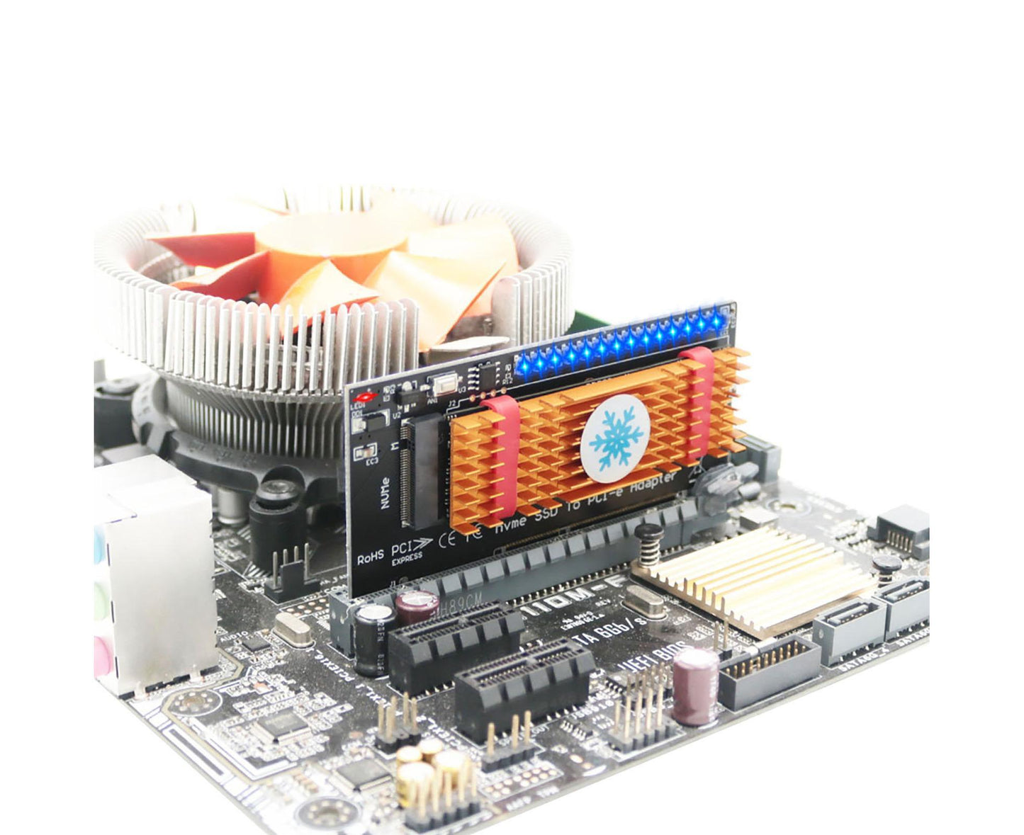 Converter Board Driver-free High Strength with Cool Light NVME SSD to PCI-E Adapter Card Cooling Sheet for Desktop Golden
