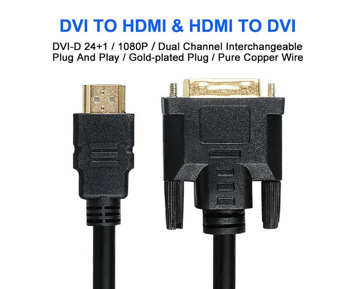 DOONJIEY High Clarity 1080P HDMI-compatible Male to DVI-D Male Bi-directional Adapter Cable for HDTV