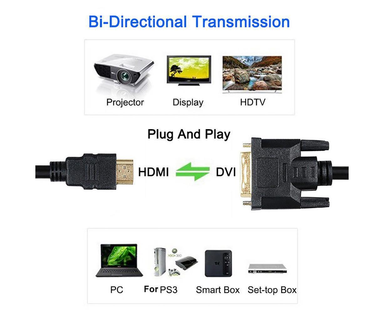 DOONJIEY High Clarity 1080P HDMI-compatible Male to DVI-D Male Bi-directional Adapter Cable for HDTV