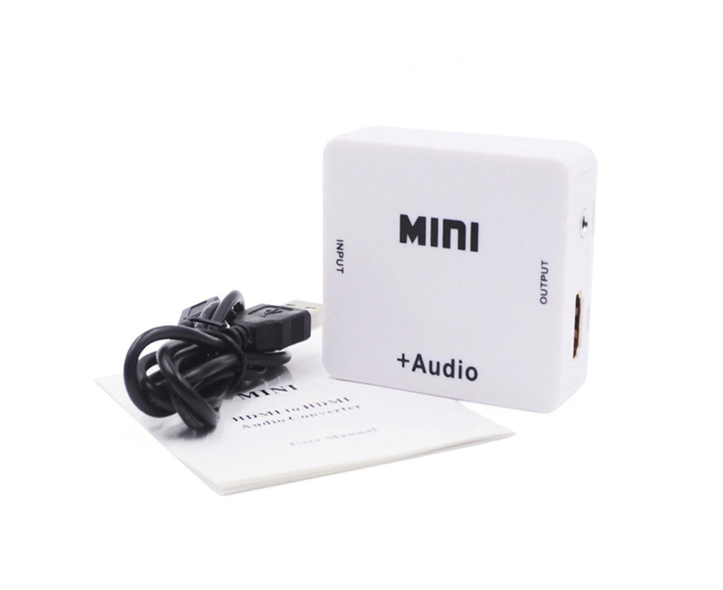 Multifunctional 1080P HDMI-compatible to HDMI-compatible 3.5mm R/L Audio Converter Extractor Splitter White