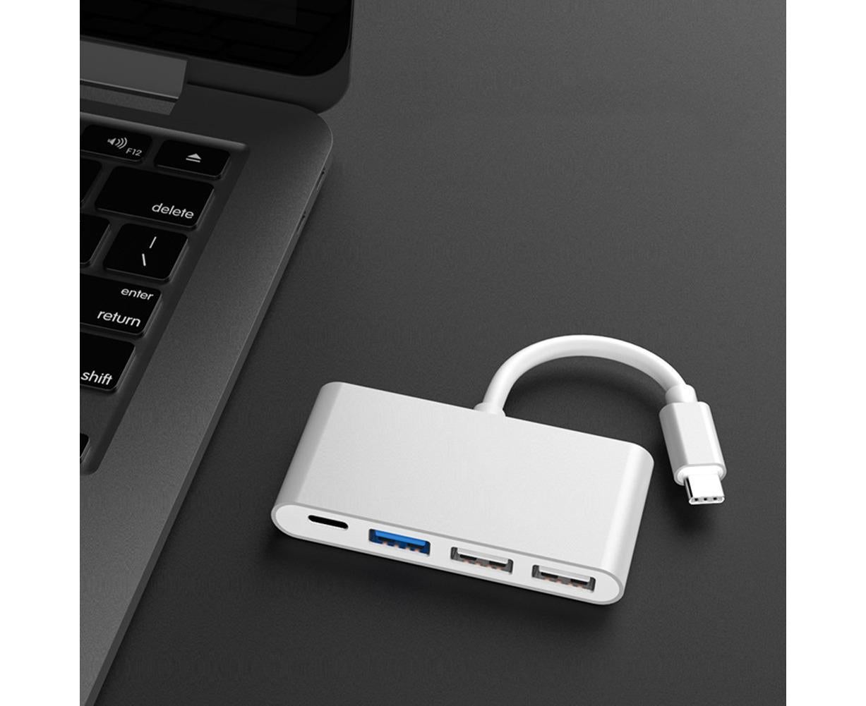 Portable 4 in 1 Type-C to USB 2.0 3.0 Converter Adapter Hub Cable for MacBook Silver