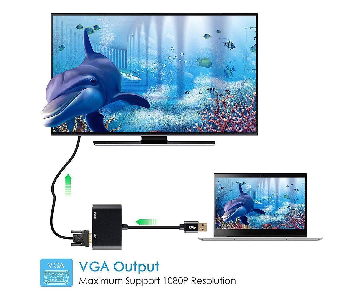 Super Speed USB 3.0 Type C DP to HDMI-compatible VGA Converter Adapter for Windows 10//8/7