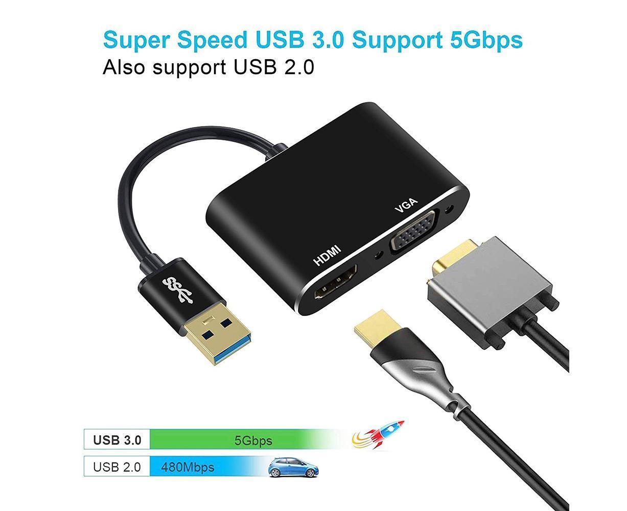Super Speed USB 3.0 Type C DP to HDMI-compatible VGA Converter Adapter for Windows 10//8/7