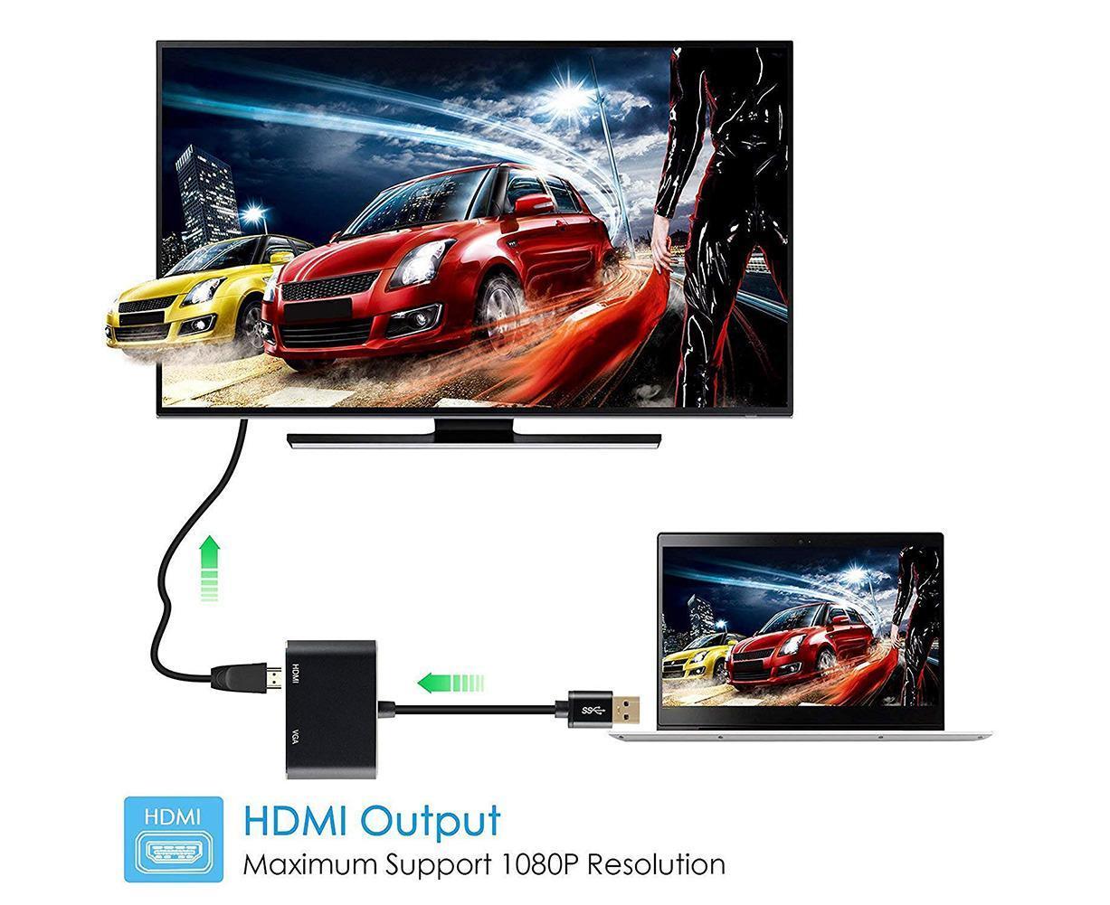 Super Speed USB 3.0 Type C DP to HDMI-compatible VGA Converter Adapter for Windows 10//8/7