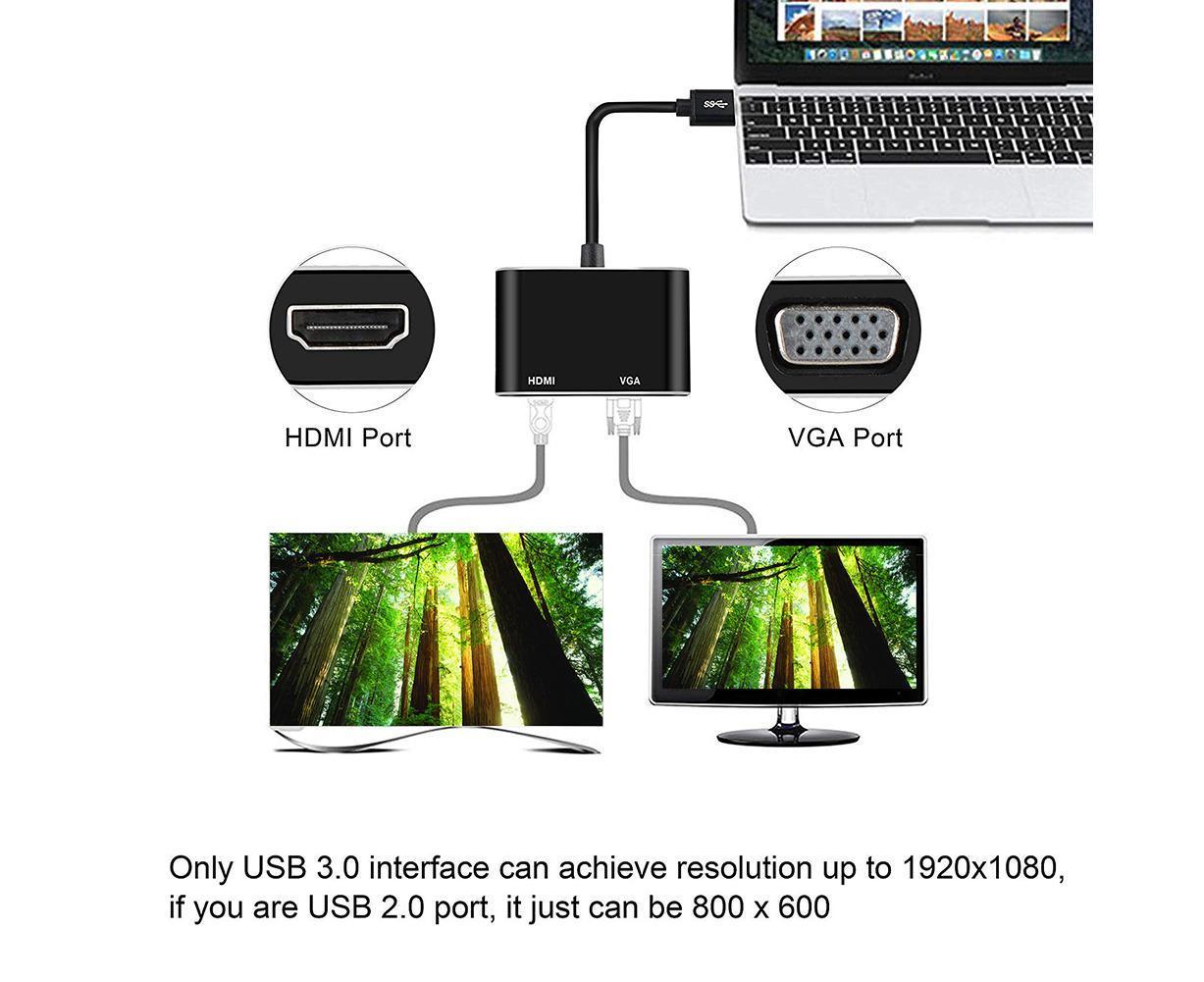 Super Speed USB 3.0 Type C DP to HDMI-compatible VGA Converter Adapter for Windows 10//8/7