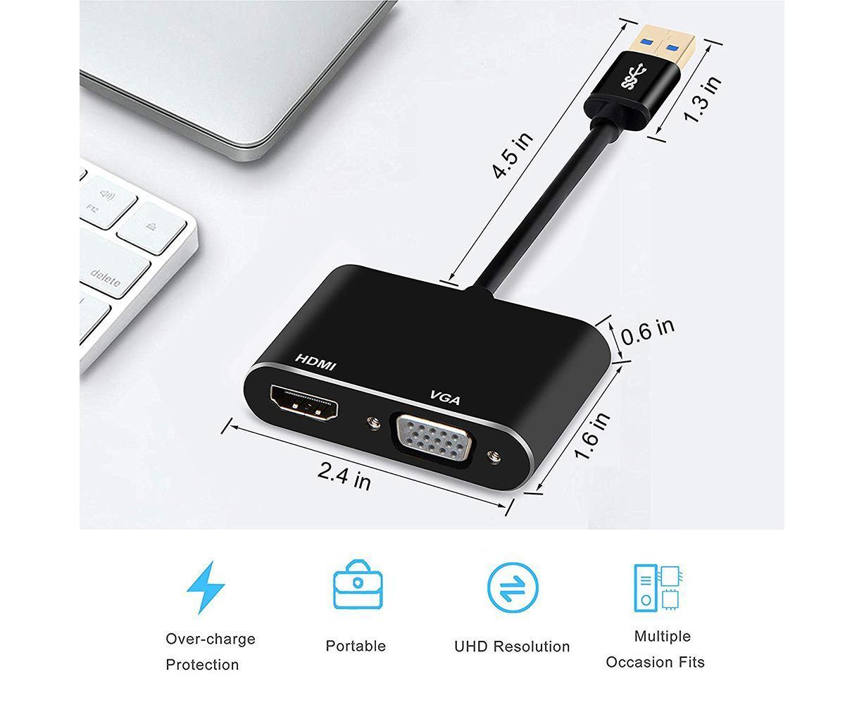 Super Speed USB 3.0 Type C DP to HDMI-compatible VGA Converter Adapter for Windows 10//8/7