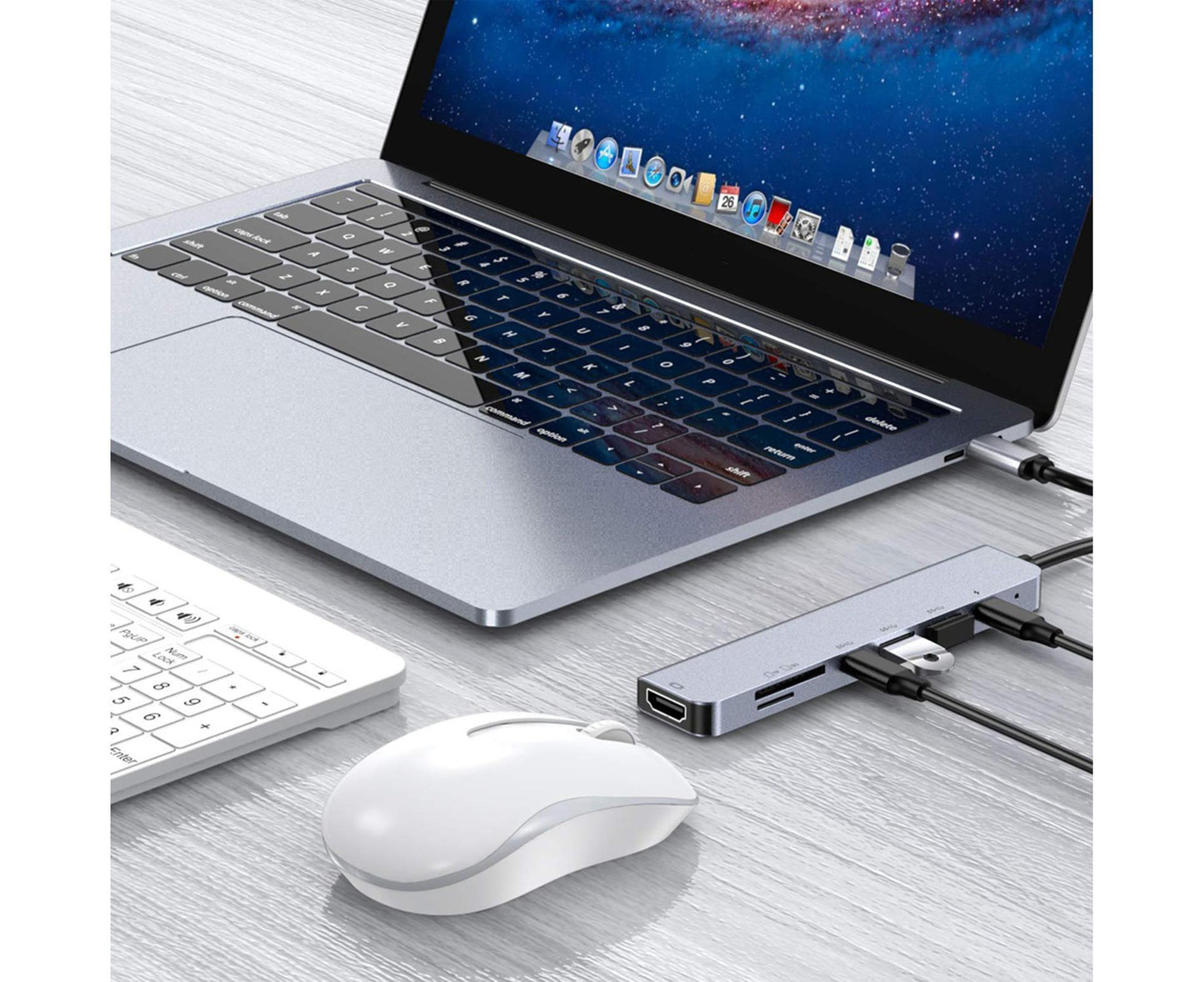 Type-C Hub Docking Station High Speed Multifunctional 7 in 1 USB 3.0 HDMI-compatible PD USB TF Laptop for Huawei Silver