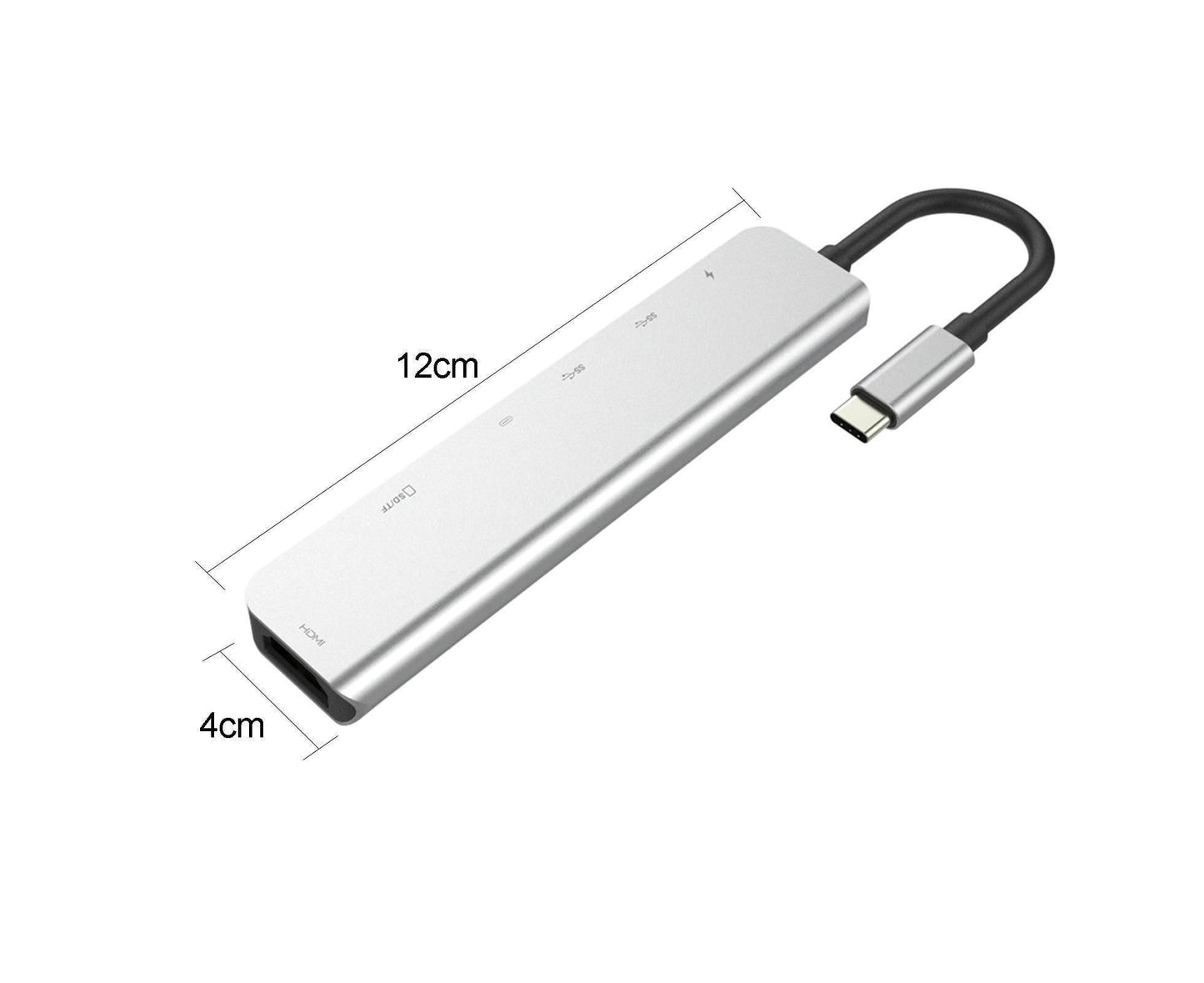 Type-C Hub Docking Station High Speed Multifunctional 7 in 1 USB 3.0 HDMI-compatible PD USB TF Laptop for Huawei Silver